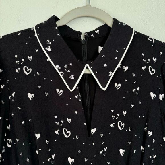 NWT Parker black white heart Kaylin mini fit and flare dress 50s 8 - Picture 4 of 13